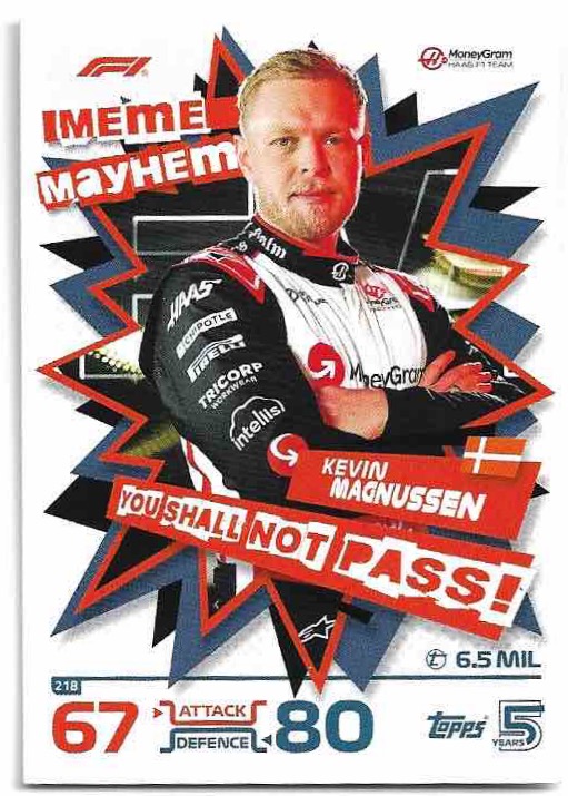 Meme Mayhem KEVIN MAGNUSSEN 2024 Topps Turbo Attax