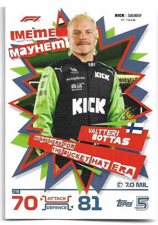 Meme Mayhem VALTTERI BOTTAS 2024 Topps Turbo Attax