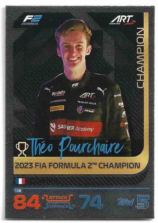 Foil 2023 F2 Champion THEO POURCHAIRE 2024 Topps Turbo Attax