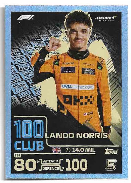 100 Club LANDO NORRIS 2024 Topps Turbo Attax