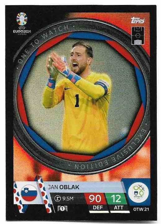 One To Watch JAN OBLAK 2024 EURO Match Attax