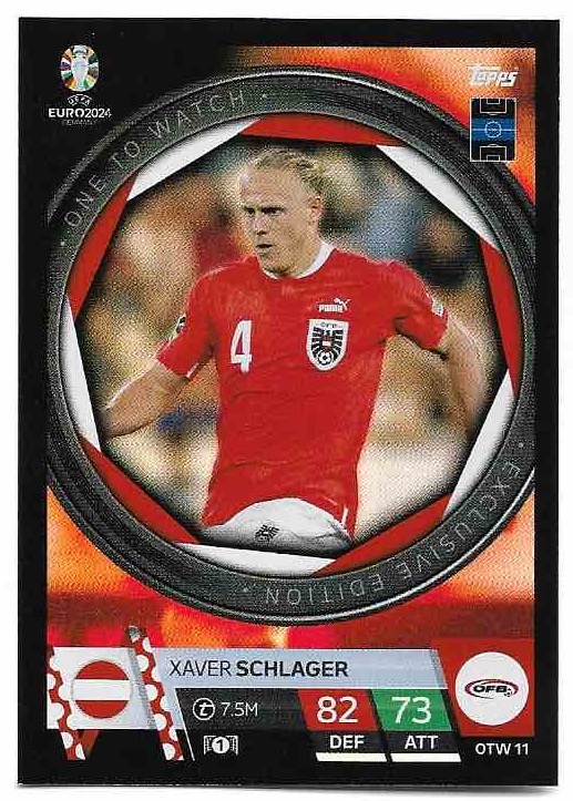 One To Watch XAVIER SCHLAGER 2024 EURO Match Attax