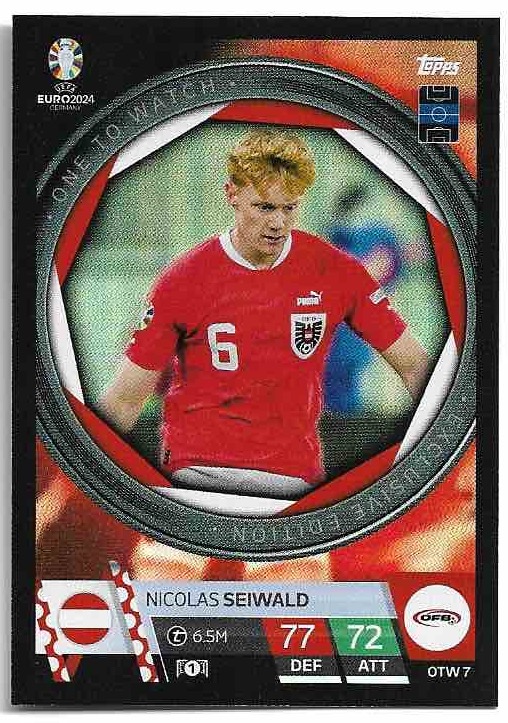 One To Watch NICOLAS SEIWALD 2024 EURO Match Attax