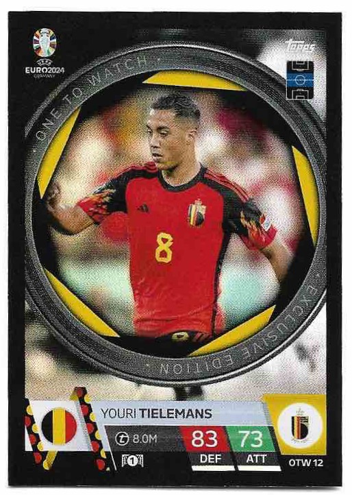 One To Watch YOURI TIELEMANS 2024 EURO Match Attax