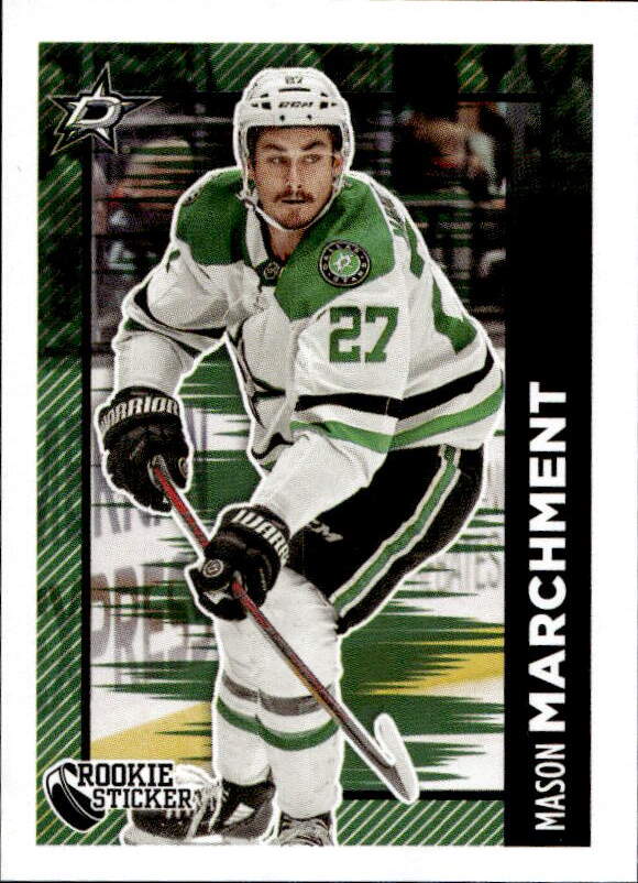 Rookie Sticker MASON MARCHMENT 2023-24 Topps NHL Sticker Collection Hockey (horší spodní hrana)