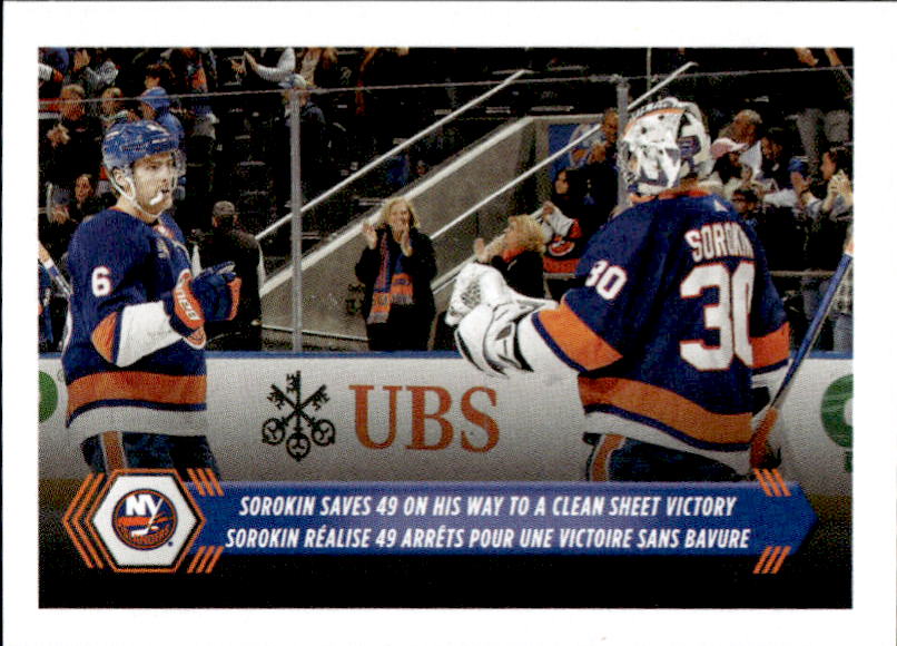 Team Highlights NEW YORK ISLANDERS (ILYA SOROKIN) 2023-24 Topps NHL Sticker Collection Hockey