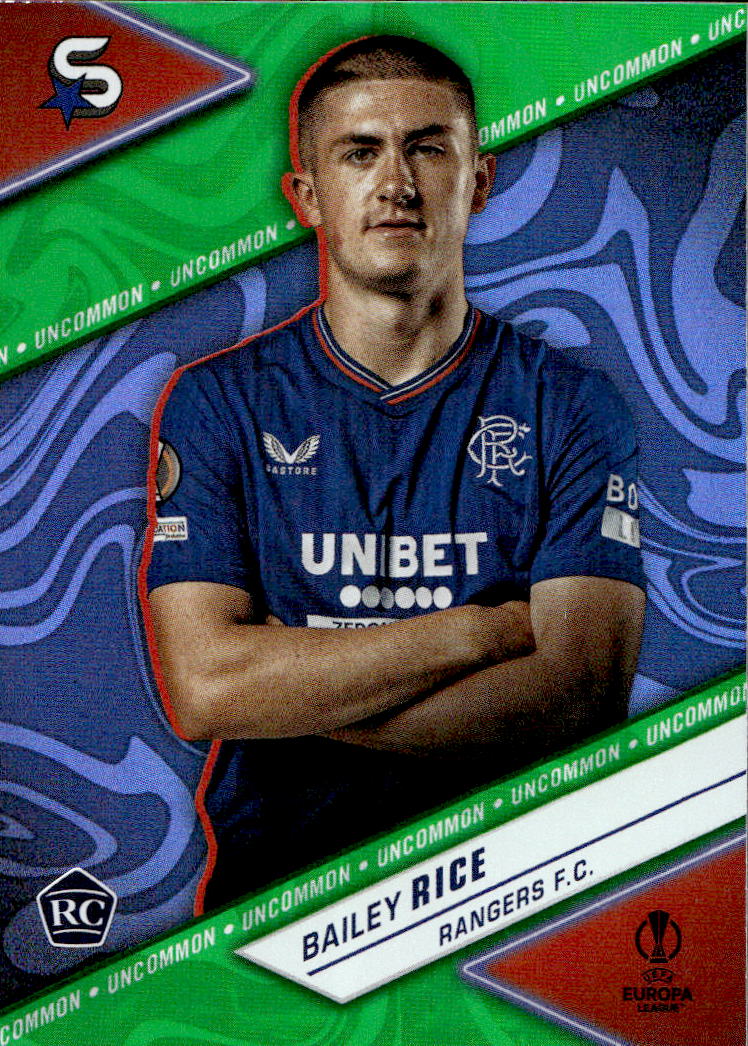 Rookie Uncommon Green BAILEY RICE 23-24 Topps UEFA Superstars (horší zadní hrana)