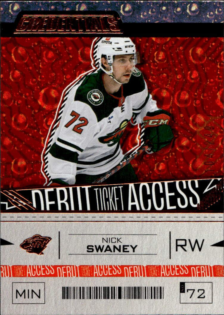 Rookie Orange Debut Ticket Acess NICK SWANEY 23-24 UD Credentials /249