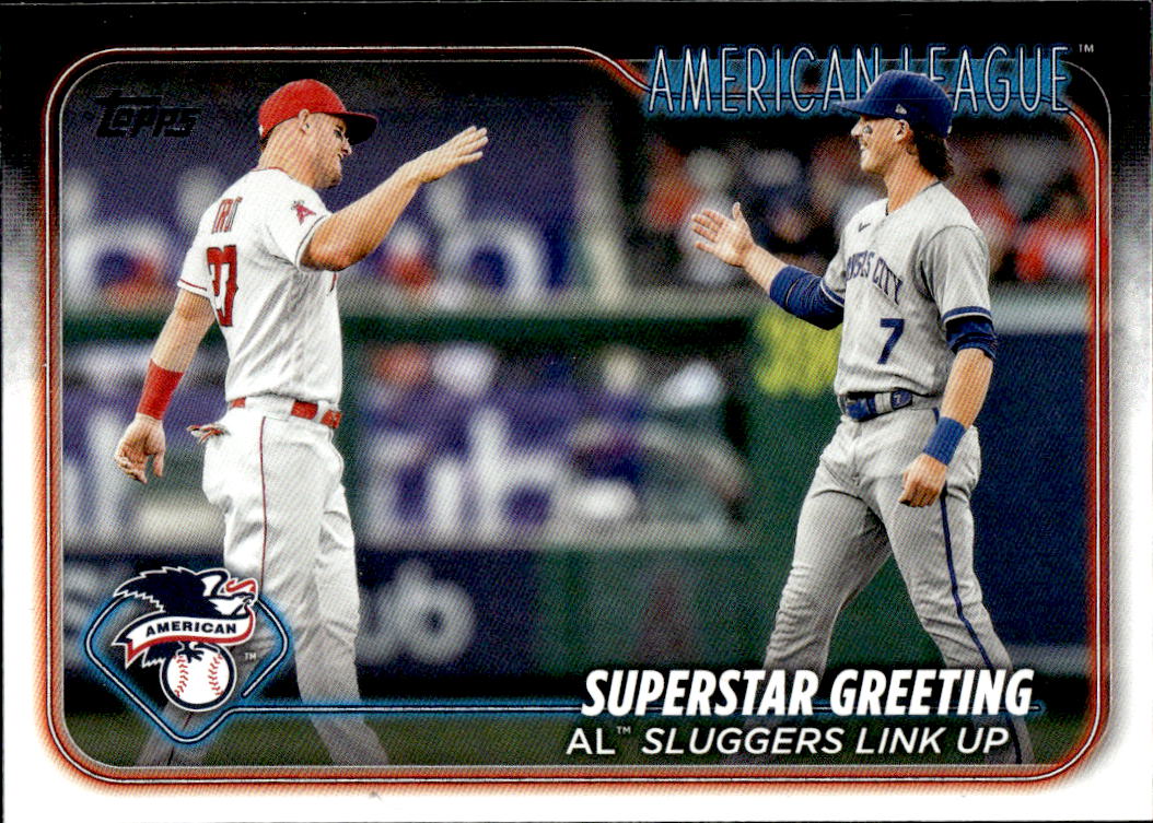 Checklist Superstars Greetings MIKE TROUT/BOBBY WITT JR. 2024 Topps Series 2 Baseball