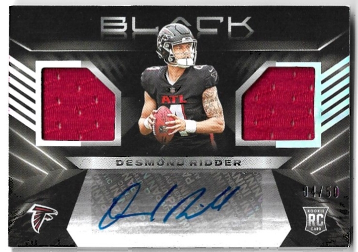 Auto Jersey Rookie Rookie Silver Signature Materials DESMOND RIDDER 2022 Panini Black Football /50  (horší růžky)