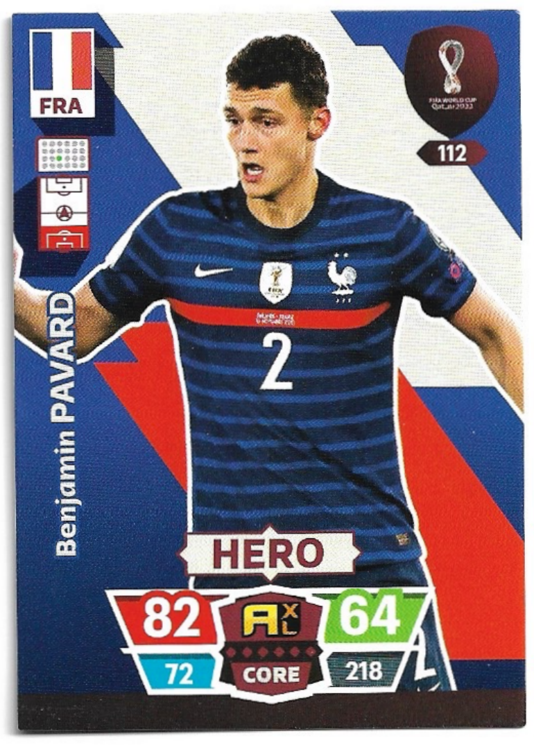 Hero BENJAMIN PAVARD Panini Adrenalyn XL World Cup 2022