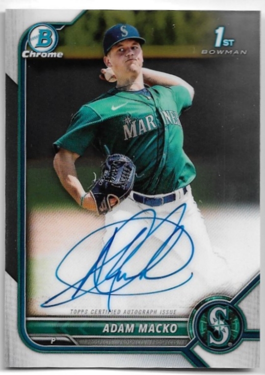 Auto Chrome Prospect Autographs ADAM MACKO 2022 Topps Bowman Baseball