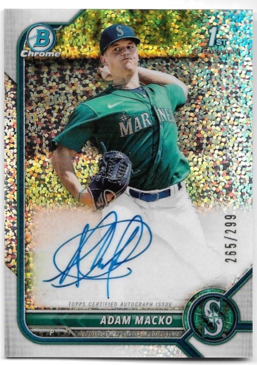 Auto Speckle Refractor Chrome Prospect Autographs ADAM MACKO 2022 Topps Bowman Baseball /299