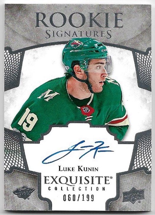 Auto Rookie Exquisite Signatures LUKE KUNIN 17-18 UD Ice /199