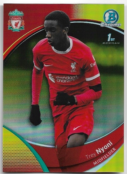 Yellow TREY NYONI 23-24 Topps Chrome Liverpool /75