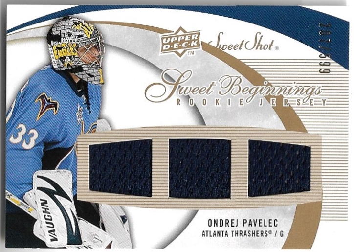 Jersey Rookie Sweet Beginnings ONDŘEJ PAVELEC 07-08 UD Sweet Shot Hockey /599