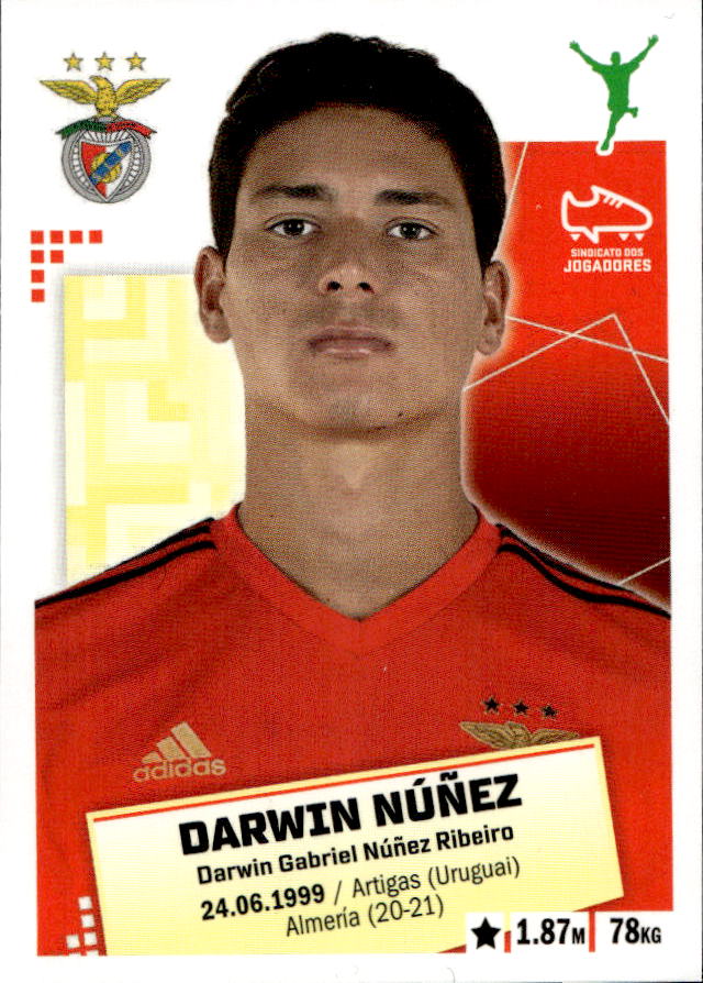 Rookie Samolepka DARWIN NUNEZ 20-21 Panini Futebol Colecao Oficial de Cromos Stickers