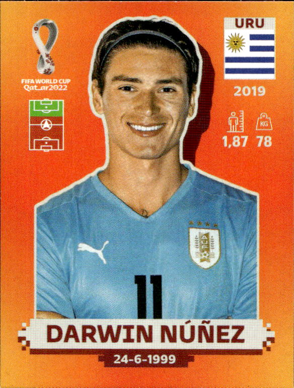 Samolepka DARWIN NUNEZ 2022 Panini FIFA World Cup Qatar Stickers Brazil Edition