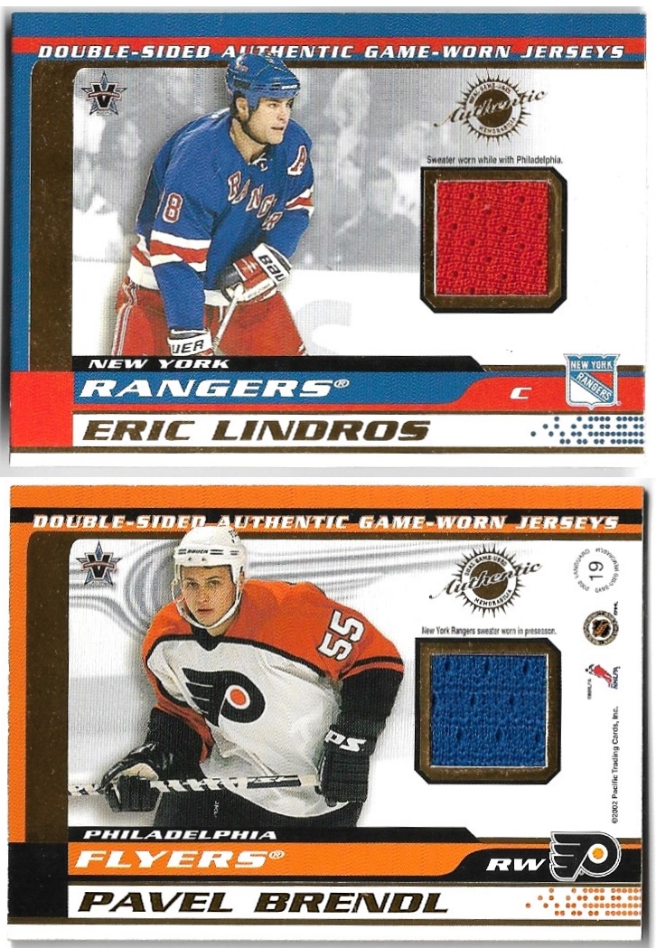 Jersey Double-Sided ERIC LINDROS/PAVEL BRENDL 01-02 Pacific Vanguard