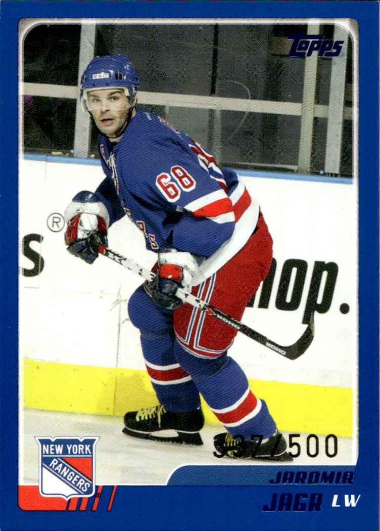 Blue JAROMÍR JÁGR 03-04 Topps Traded (bílý růžek) /500