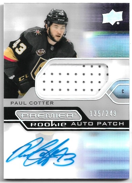 Auto Rookie Patch Acetate Update PAUL COTTER 21-22 UD Premier /249