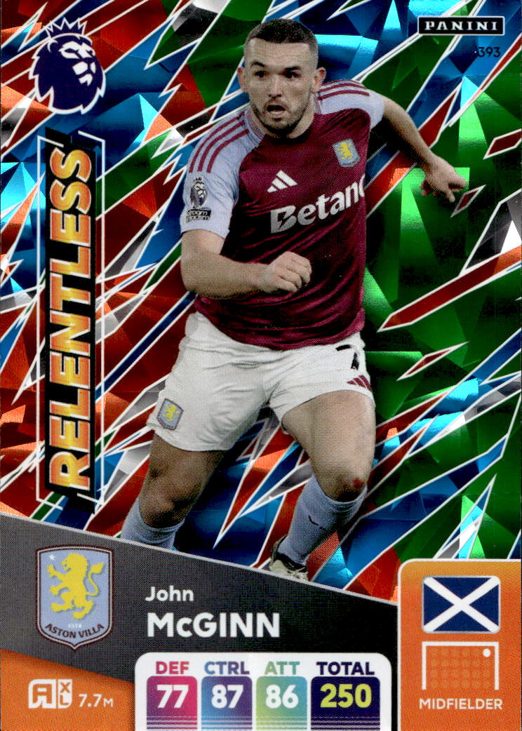 Relentless JOHN MCGINN 2025 Panini Adrenalyn XL Premier League