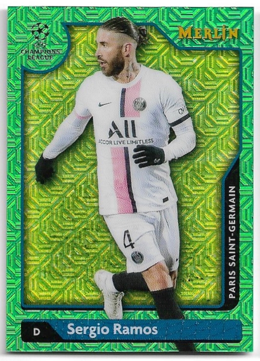 Green Mojo Refractor SERGIO RAMOS 21-22 Topps Merlin Collection Chrome UCL /99