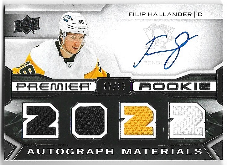 Auto Jersey Rookie Materials FILIP HALLANDER 22-23 UD Premier /99