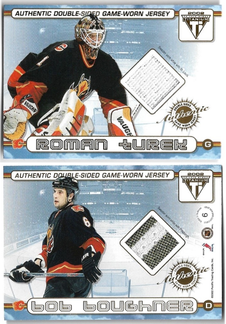 Authentic Double-Sided Jersey ROMAN TUREK/BOB BOUGHNER 01-02 Pacific Titanium