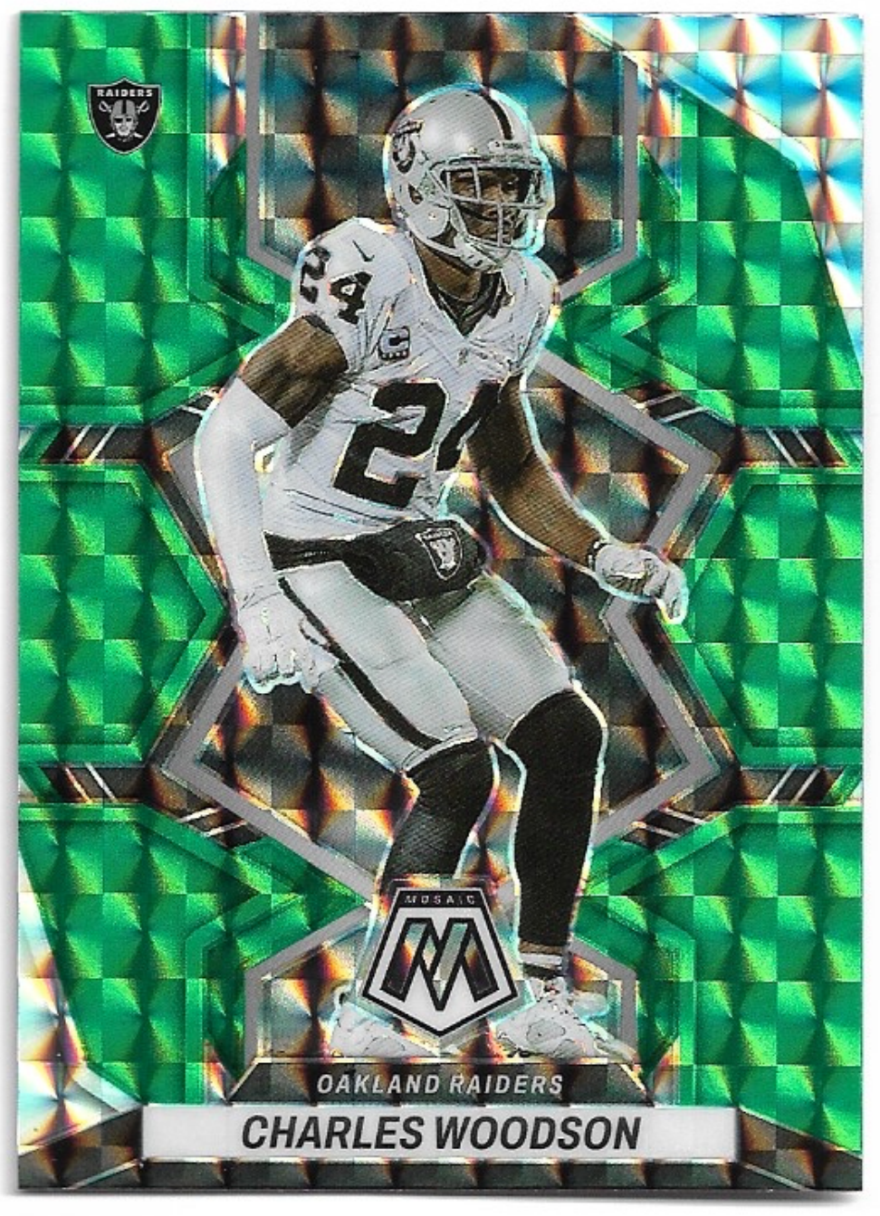 Green Prizm CHARLES WOODSON 2022 Panini Mosaic Football